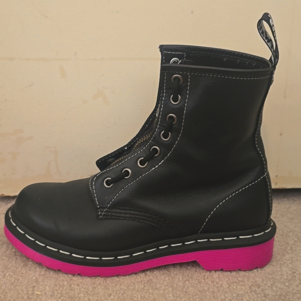 Doc Martens 1460 Pink Sole Leather Boots